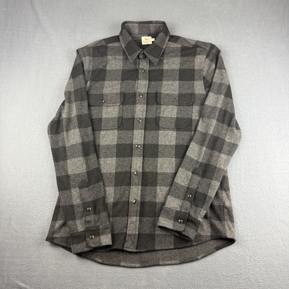 Faherty Legend Sweater Shirt Men's L Gray Black Flannel Huckberry Stretch Soft